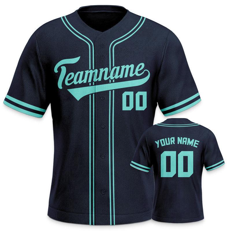 Custom Navy Aqua Authentic Baseball Jersey